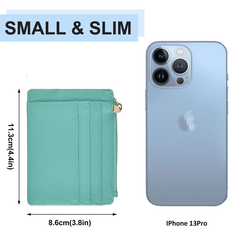 woogwin Slim RFID Credit Card Holder for Women Mini Front Pocket Wallet Purse With Keychain(LicheeTeal) - Image 5